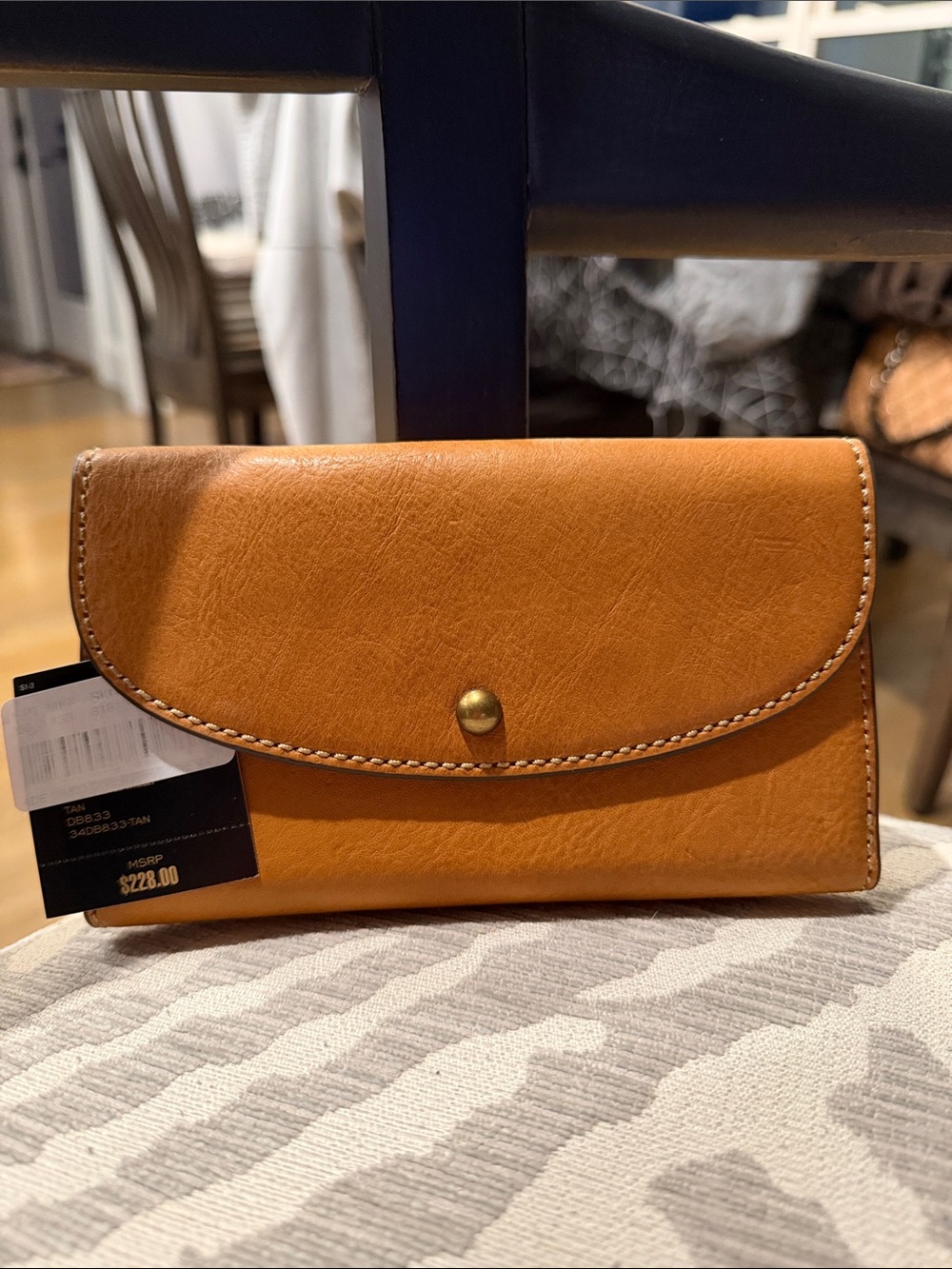 FRYE Leather Fold-Over Clutch Wallet in Tan NWT